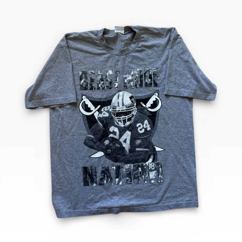 Vintage Y2K Grey Oakland Raiders ‘ Beast Mode Silver Black Nation ‘ Shirt XL